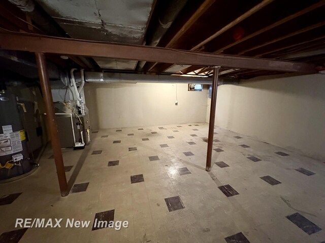 basement with water heater