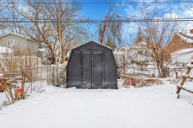 view of snow covered structure