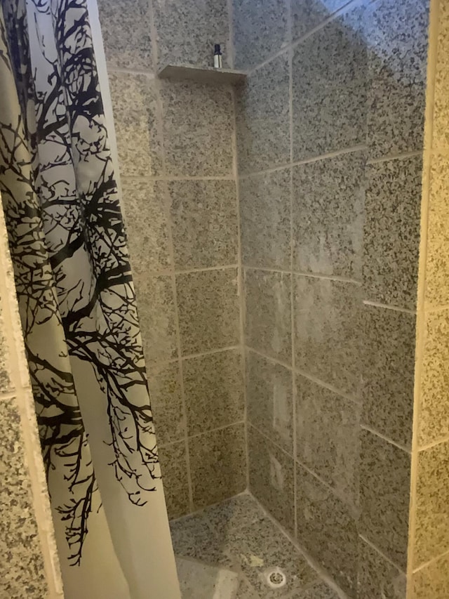 bathroom featuring a tile shower