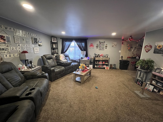 living room featuring carpet flooring