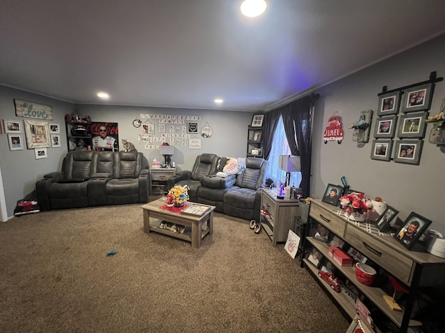 living room featuring carpet