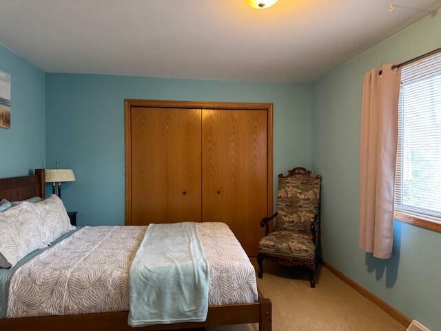 carpeted bedroom featuring a closet