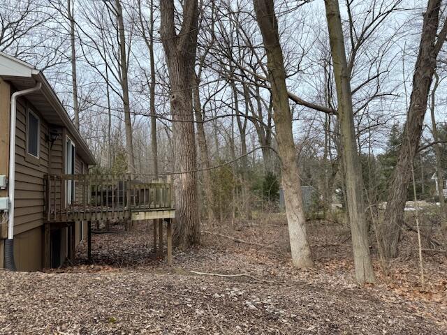 view of yard with a wooden deck