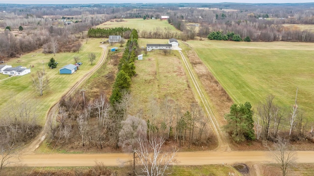 drone / aerial view with a rural view