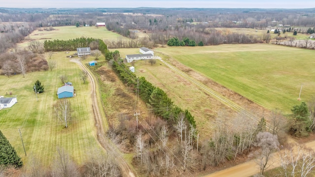 aerial view with a rural view