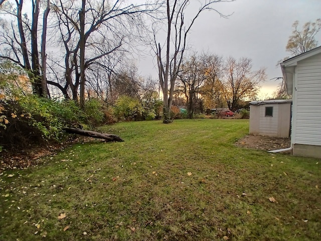 view of yard at dusk