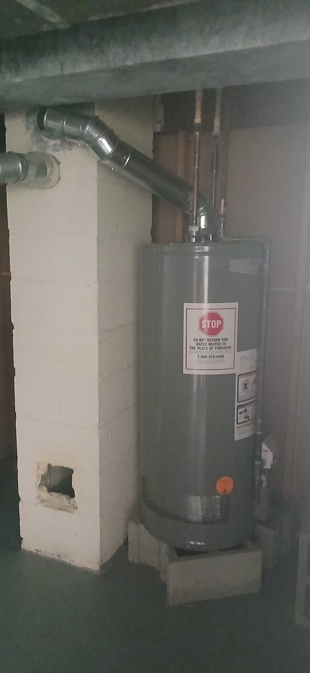 utility room with water heater