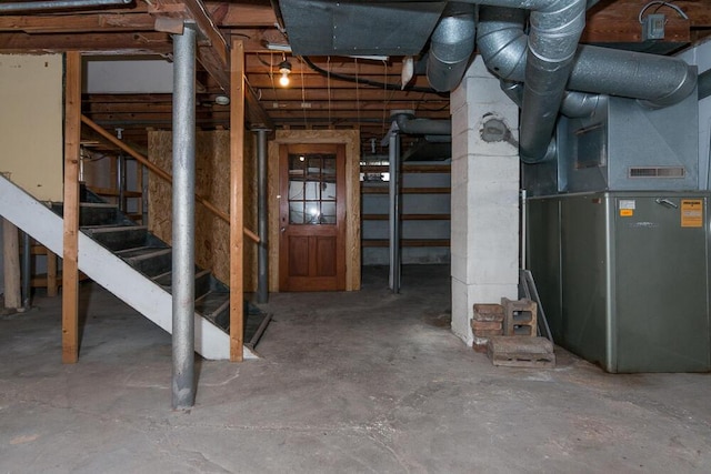 basement with heating unit