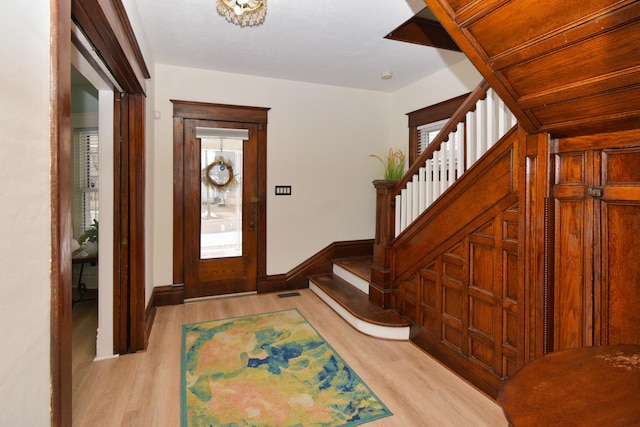 foyer featuring light wood-type flooring