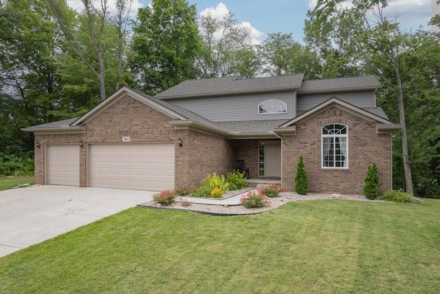 front of property featuring a garage and a front yard