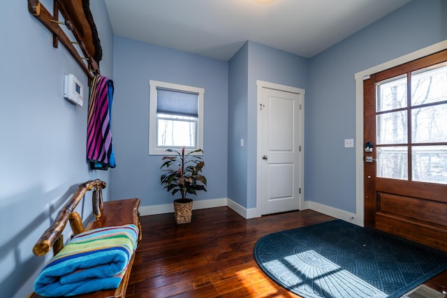 foyer entrance featuring dark hardwood / wood-style floors