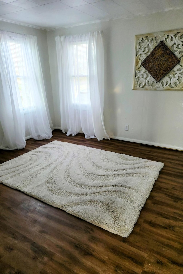 spare room with plenty of natural light and dark hardwood / wood-style flooring