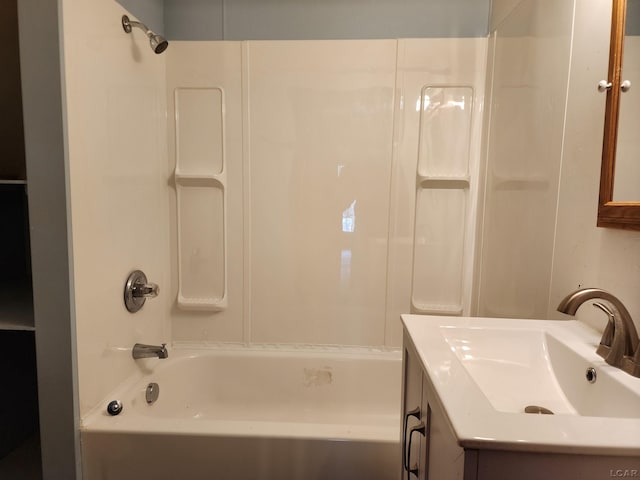 bathroom featuring vanity and shower / bathtub combination