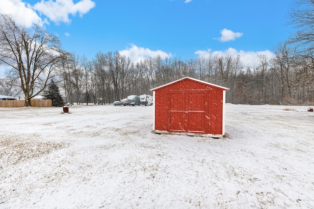 view of snow covered structure