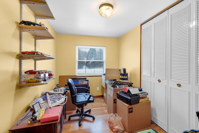 office area featuring light wood-type flooring