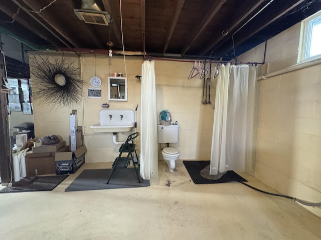 basement with sink