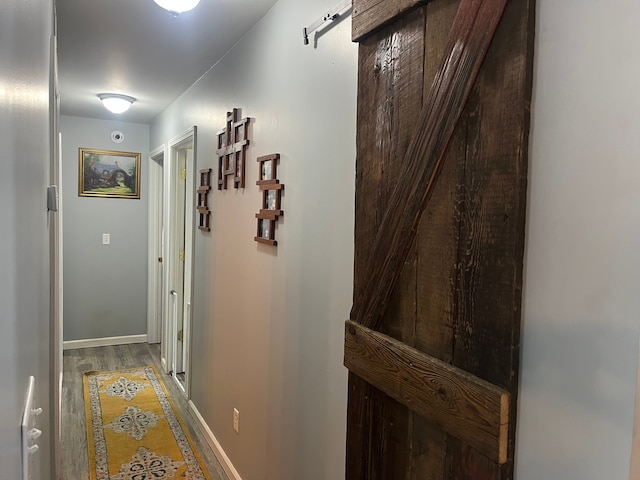 corridor with hardwood / wood-style floors