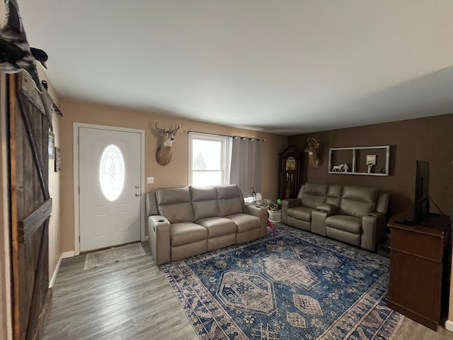 living room with light wood-type flooring