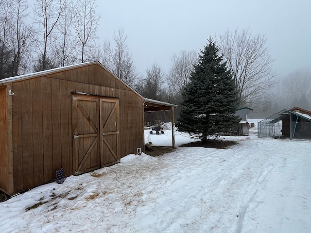 view of snow covered structure