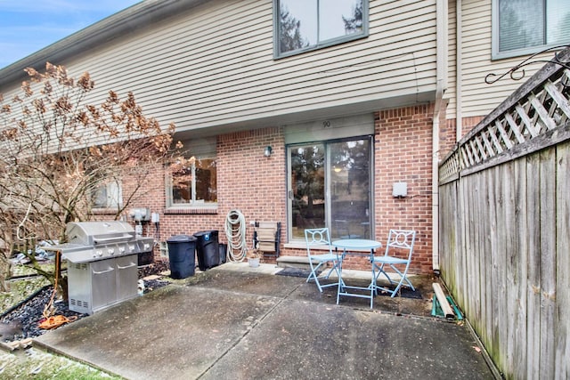 view of patio with a grill