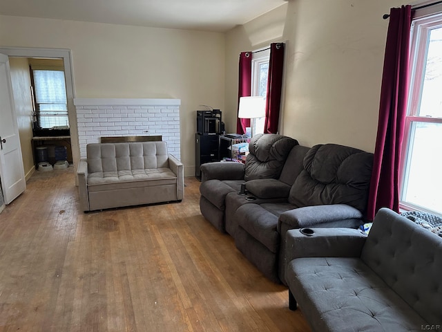 living room featuring light hardwood / wood-style flooring