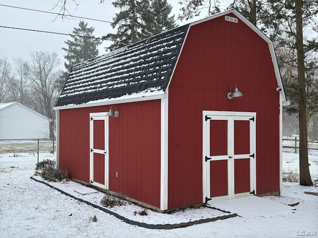 view of snow covered structure