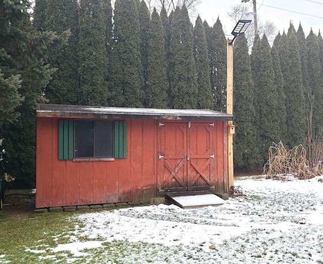 view of snow covered structure