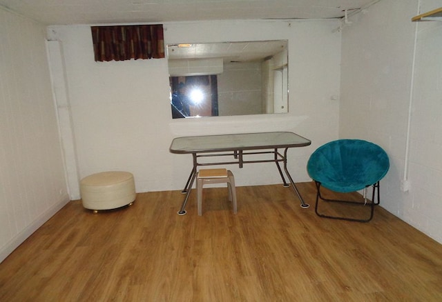 living area with hardwood / wood-style floors