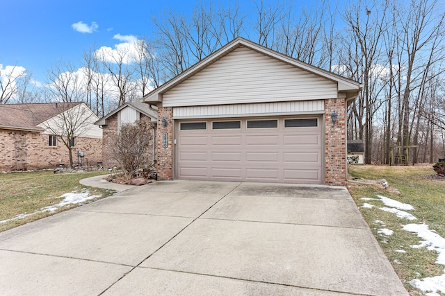 garage with a lawn