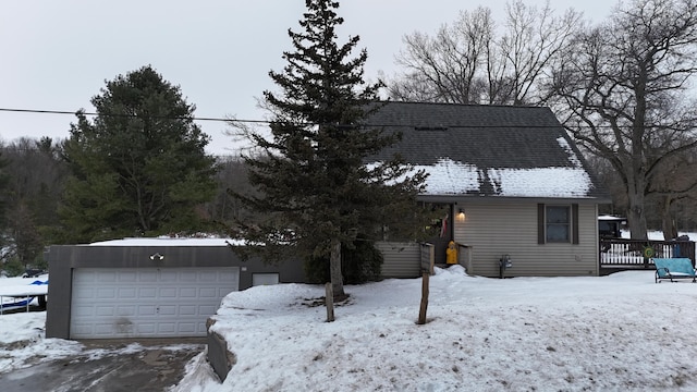 exterior space with a garage