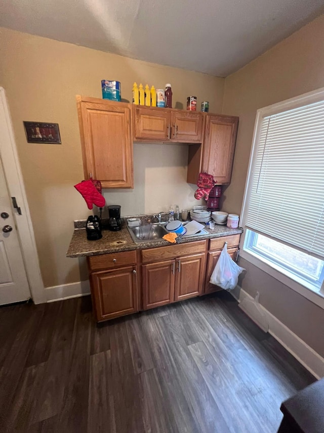 kitchen featuring sink and dark wood-type flooring