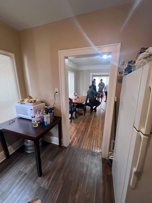 hallway featuring dark hardwood / wood-style flooring