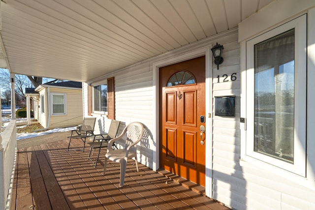 wooden deck with covered porch