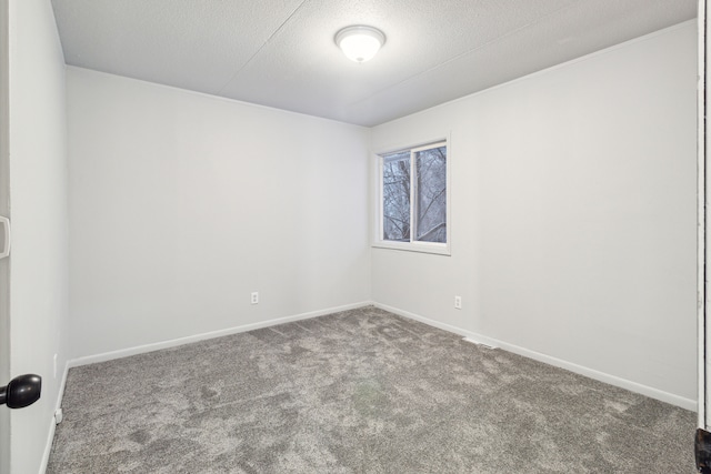 spare room featuring carpet flooring and a textured ceiling