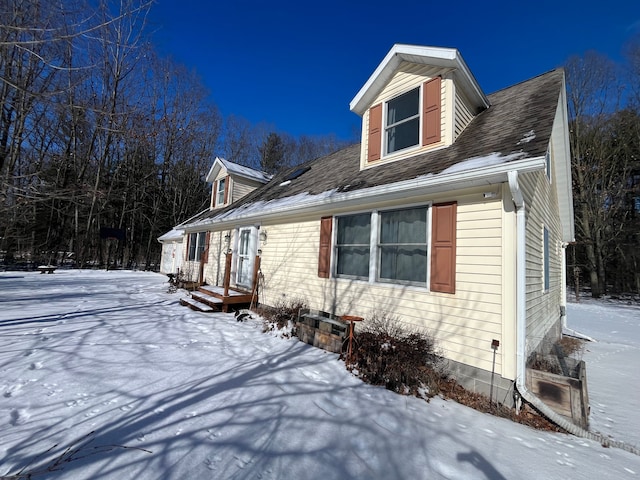 view of snow covered exterior