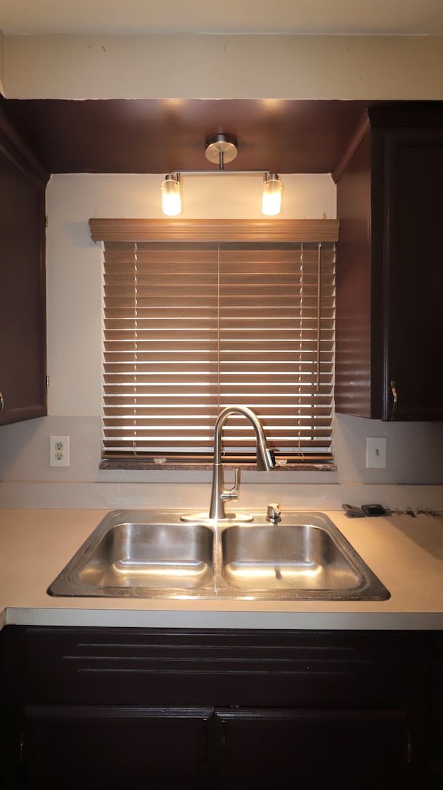 kitchen with dark brown cabinetry and sink