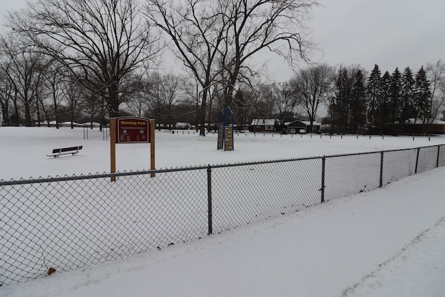 view of yard covered in snow