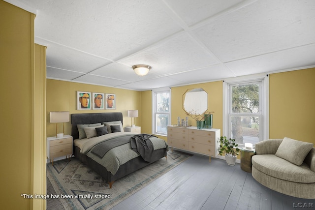 bedroom featuring multiple windows and hardwood / wood-style floors