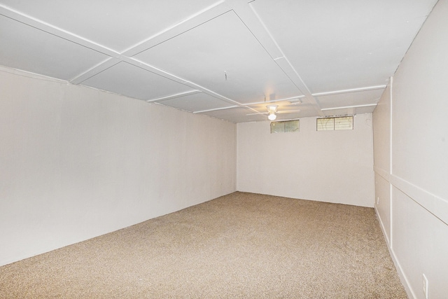 basement with carpet flooring