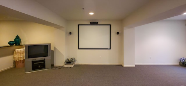 6713 Boulder Pointe Dr, Washington, MI 48094 - home theater room with carpet flooring, baseboards, and recessed lighting