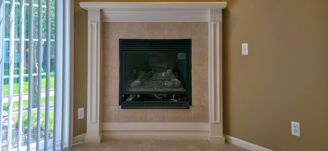 6713 Boulder Pointe Dr, Washington, MI 48094 - detailed view of baseboards and a tile fireplace