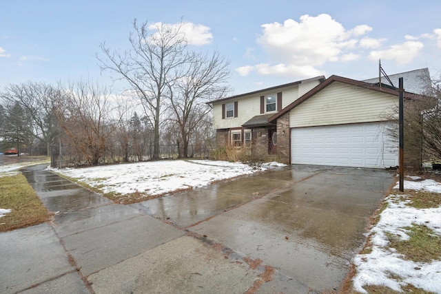 view of front property with a garage