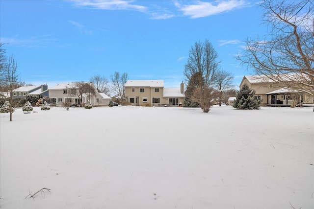 view of yard covered in snow