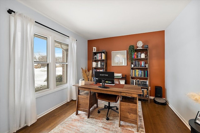 office space featuring wood-type flooring