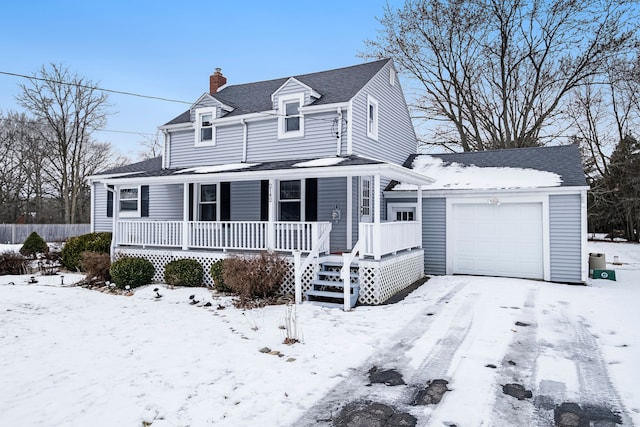 view of front of house with a garage and a porch