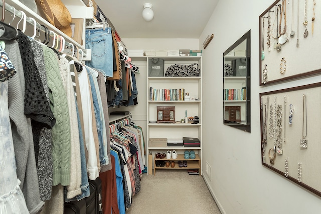 walk in closet featuring carpet floors