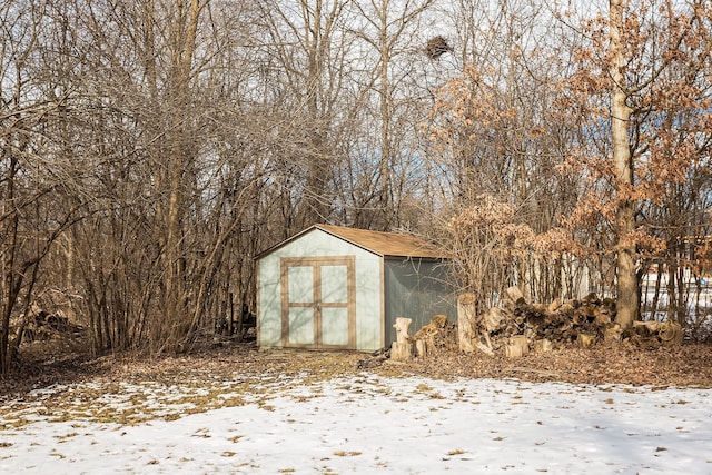 view of snow covered structure