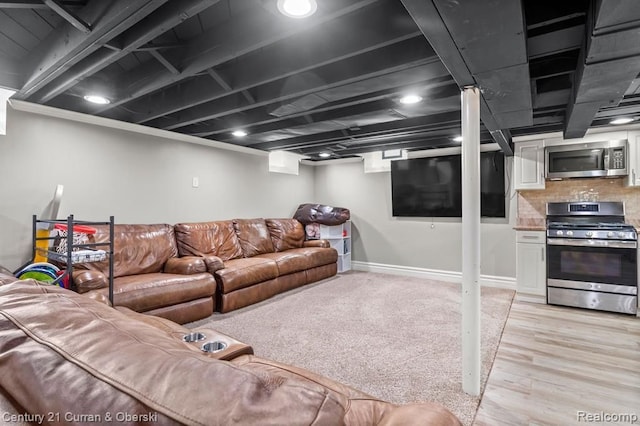 living room featuring light hardwood / wood-style flooring