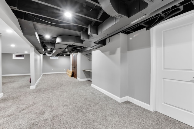 basement featuring carpet floors