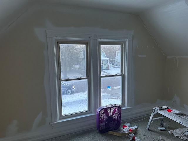 bonus room featuring vaulted ceiling and a healthy amount of sunlight